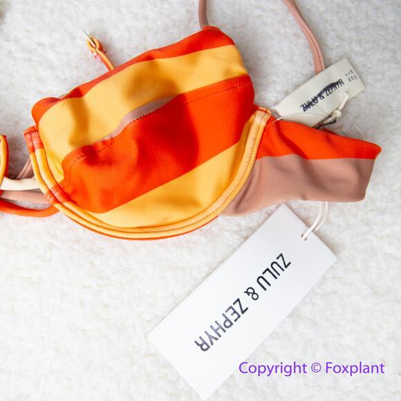 New! Set! Zulu & Zephyr Free People Tie Curve Brief Bikini, size 4 - Picture 5 of 13